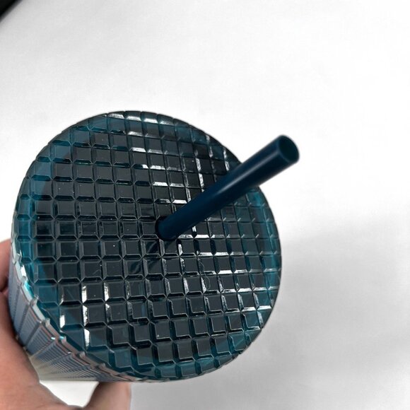 Starbucks 2023 Spring Prussian Blue Soft Touch Grid Venti Tumbler with Straw 24 - Picture 6 of 7